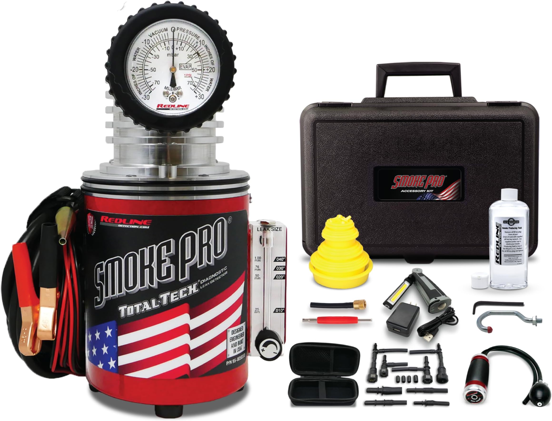 Redline Detection Smoke Pro® Total Tech® 95-0050 Low Pressure Automotive Smoke Machine for Diagnosing EVAP, Wind, Water, Cooling Systems, Intake and Exhaust Leaks