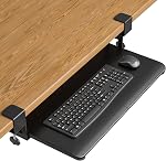 BONTEC Under Porte-clés de bureau, porte-clés & Plate-forme de souris avec pince C, 25.6 x 11.8 dans le tiroir ergonomique à glissière, blanc