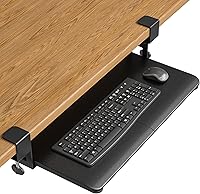 Vista 1 de BONTEC KMT01 - Bandeja para teclado debajo del escritorio, extraíble con abrazadera en C, plataforma para teclado y ratón con cajón deslizable