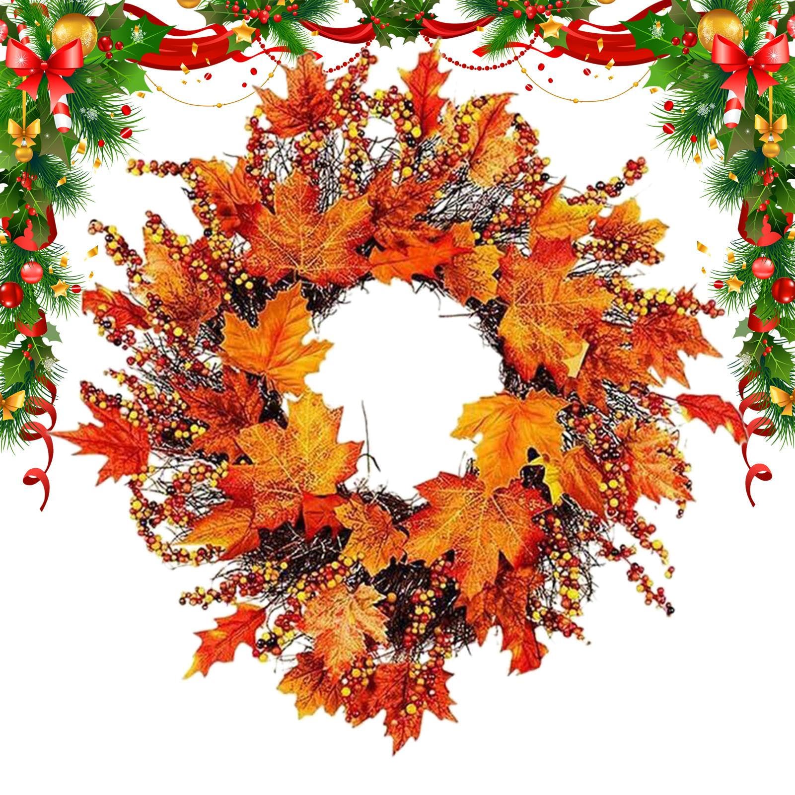 Couronne de porte d'automne 45 cm pour sublimer votre porche de ferme