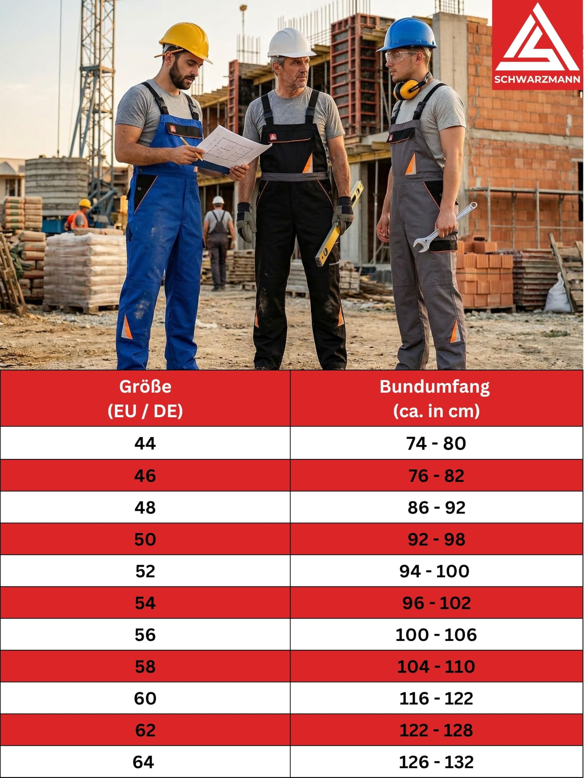 Arbeitshose Herren Latzhose mit Stretchbund 6 Taschen robuste Arbeitskleidung Männer Arbeitslatzhose mit Kniepolstertaschen Berufskleidung Handwerk Bau Industrie KFZ Werkstatt Lager Garten Sanitär DIY