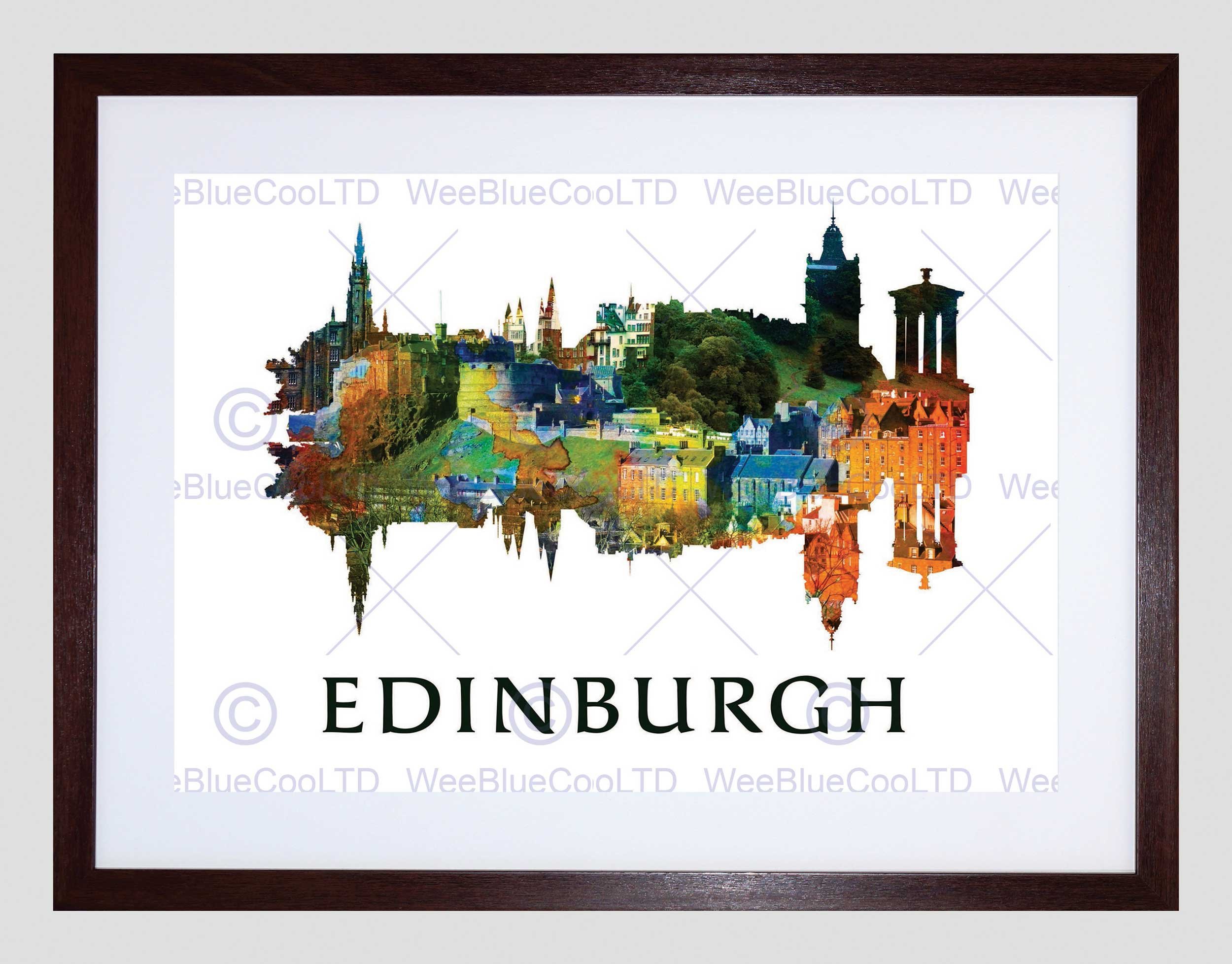 Wee Blue Coo Edinburgh Symmetry Art Gift Framed Wall Art Print