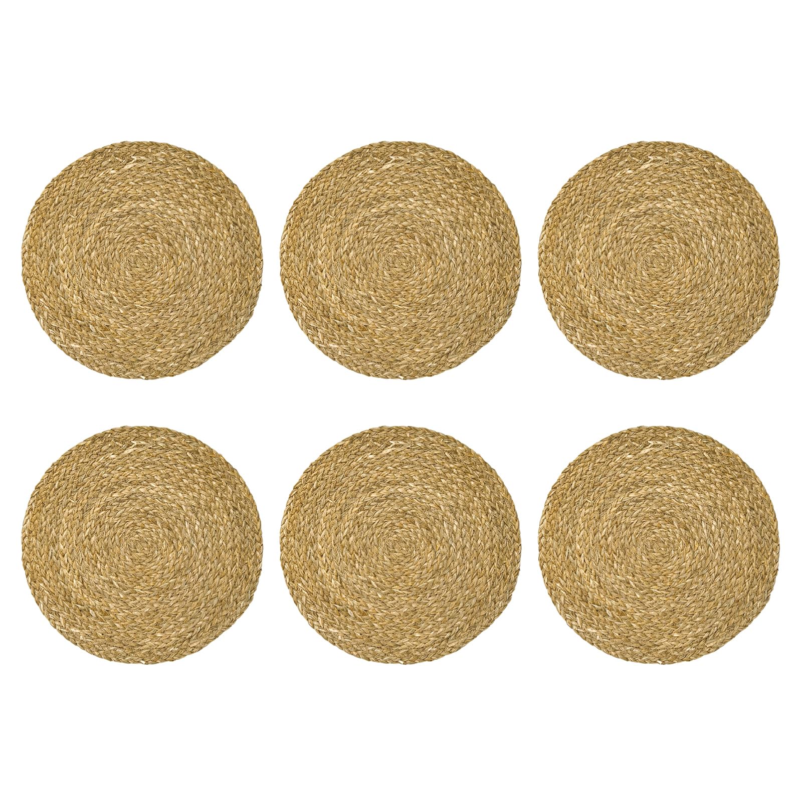 Lot de 6 sets de table tissés ronds de 33 cm avec base antidérapante et facile d'entretien pour la cuisine