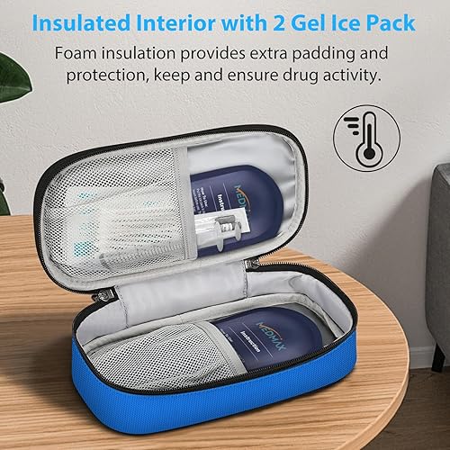 Miniatura 2 de MEDMAX Maletín de viaje con 2 paquetes de hielo, resistente al agua, aislado, organizador de medicamentos para diabéticos, bolsa de transporte con
