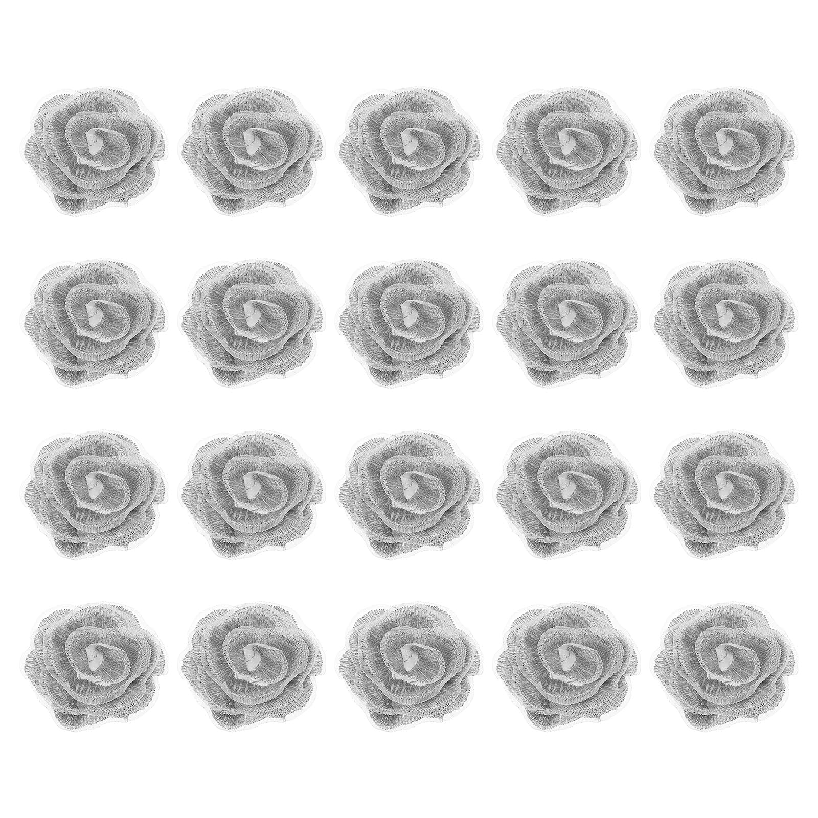 sourcing map 20 Pcs Floral Applique, 3D Flower Lace Applique Sew on Patch Embroidery Floral for Clothes Dresses Hair Ornaments Sewing DIY Craft Decoration, 4cm Gray