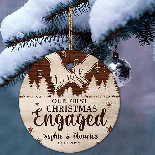Vista 74 de WHIDOBE Adorno personalizado de nuestra primera Navidad como el señor y la señora, regalos de boda para pareja, novia y novio, adorno de casado
