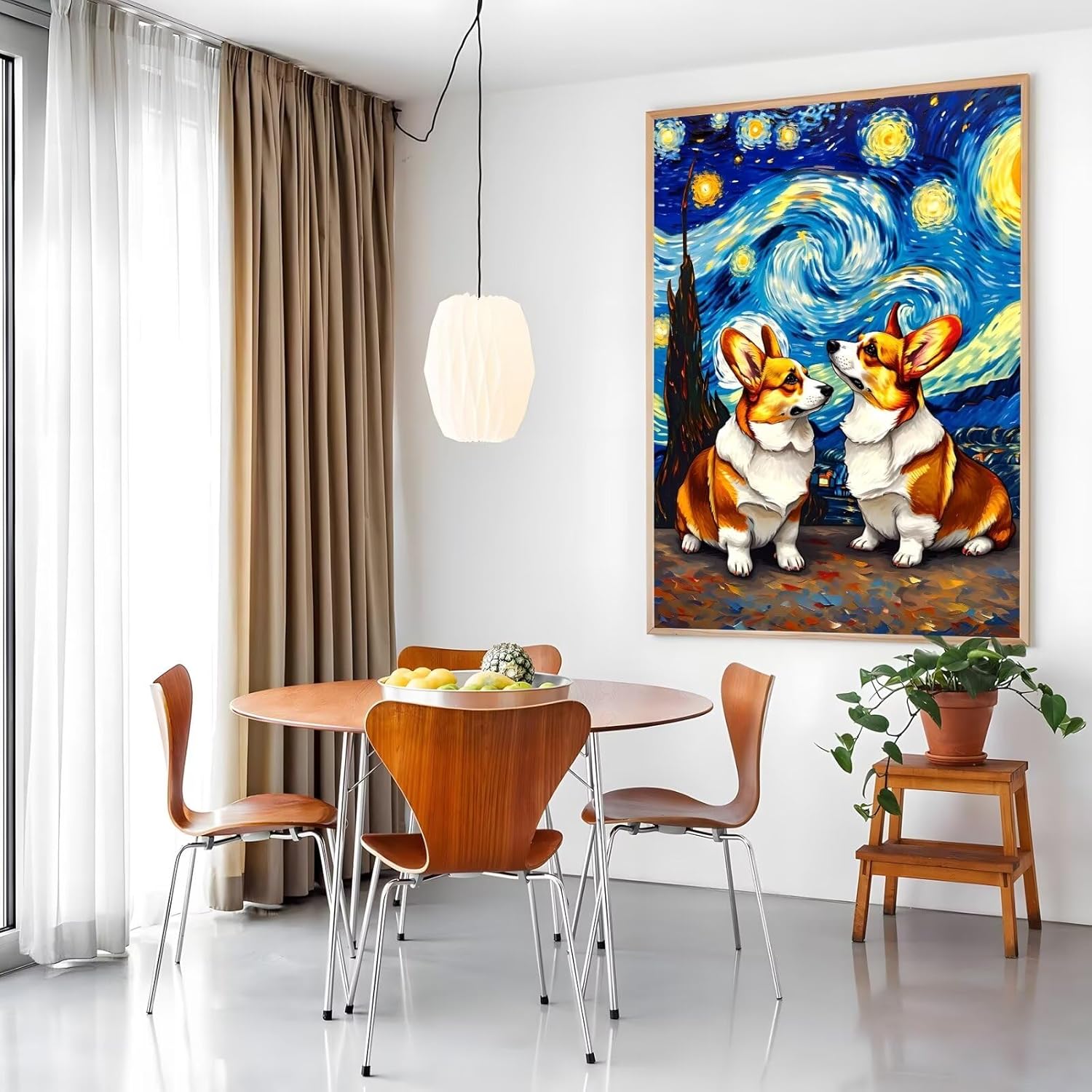 Diamond Painting Starry Night, 5D DIY Corgi Diamond Art Kits for Adults, Small Diamond Painting Kits for Beginner, Square Drill Gem Arts and Crafts for Adults, Diamond Art for Wall Decor 24x32inch D-1