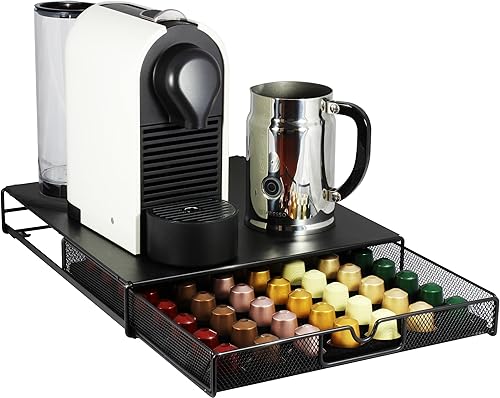 Miniatura 5 de Almacenamiento de malla para cápsulas de café DecoBros, cajón Nespresso, soporte para 56 cápsulas, negro