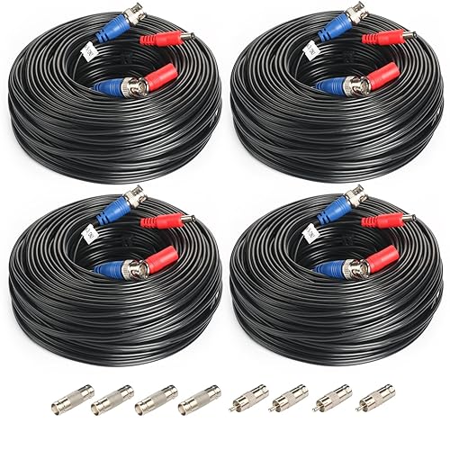 Miniatura 9 de SHD Paquete de 4 cables de alimentación BNC Vedio de 33 pies para cámara de video, cable BNC para vigilancia, sistema de seguridad CCTV con