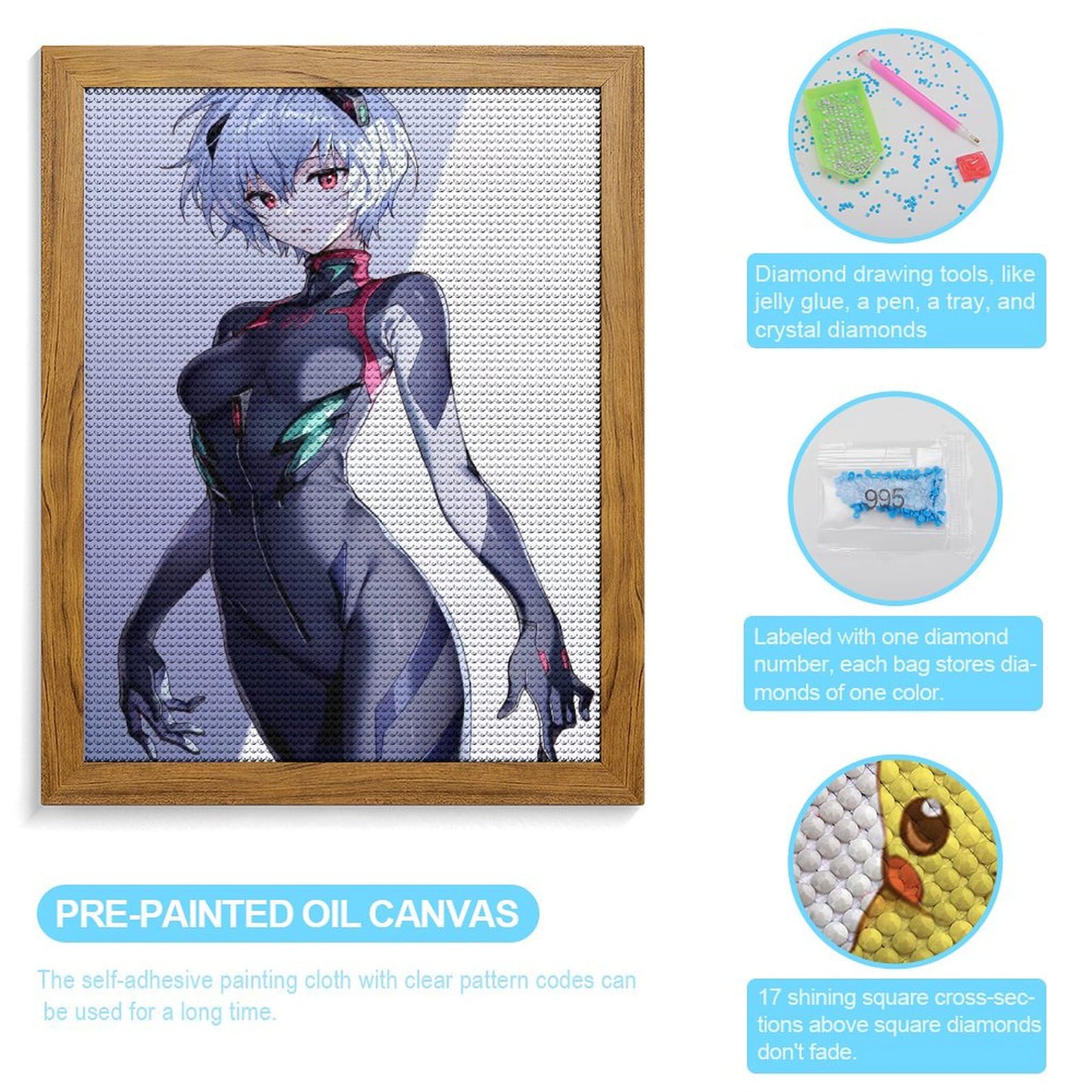 【女宇】ダイヤモンドアート 3点 AM-381 ダイヤモンドアート キット うさぎ 少女 額縁印刷 A3