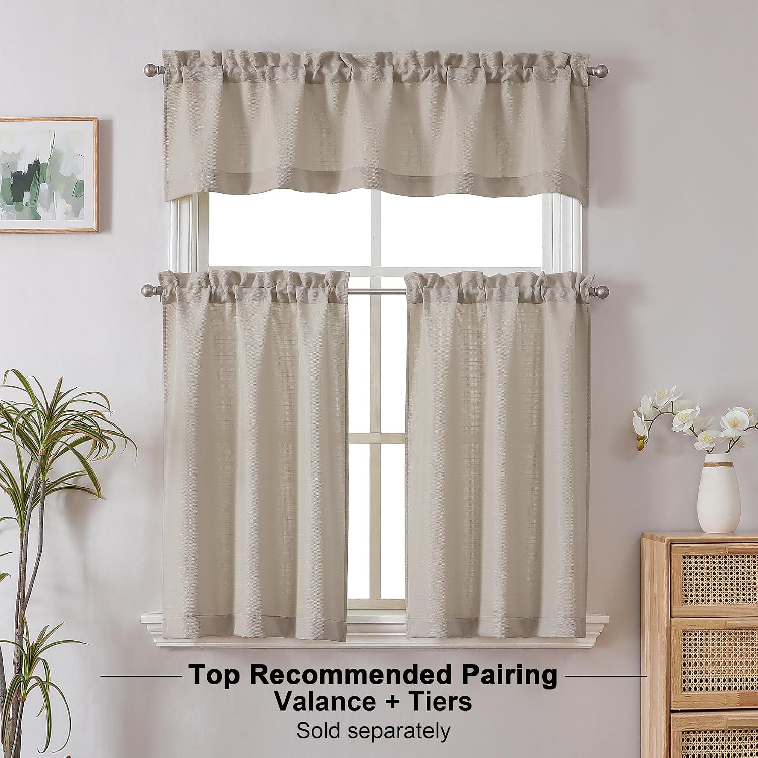 Chyhomenyc 2 Panels Short Curtains 36 Inch Length, Moon Beige