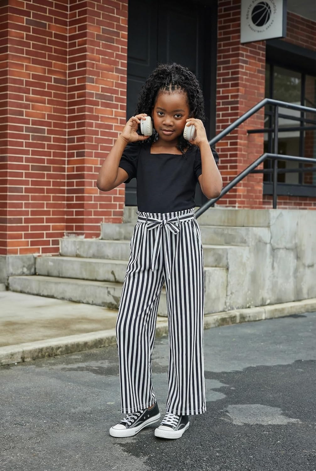 Arshiner Girls 2 Pieces Outfits Kids Square Neck Puff Sleeve Tops and Pants Set with Pockets 6-14 Years - Image 5