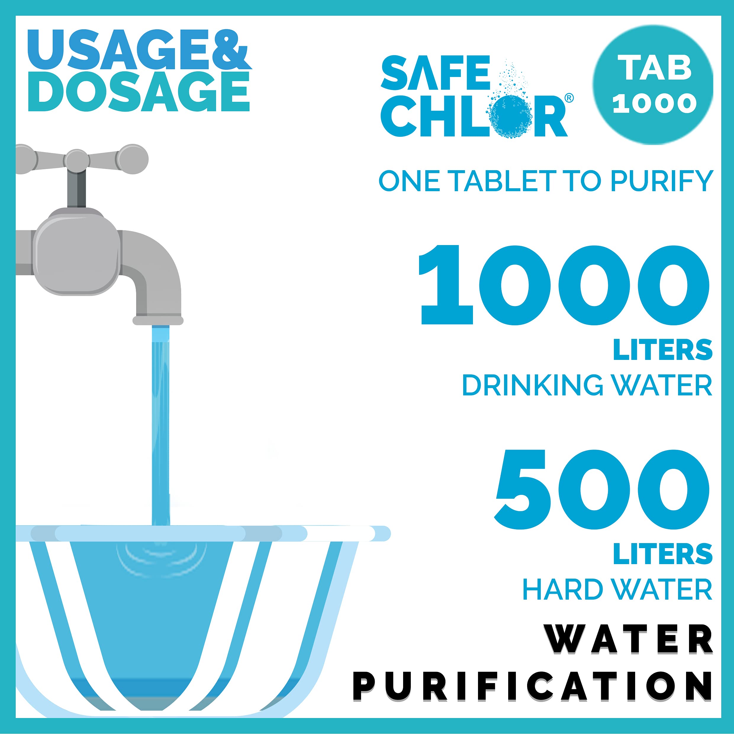 Safe Chlor Tab 1000 Chlorine Tablets for Water Tank of 1000 Liters