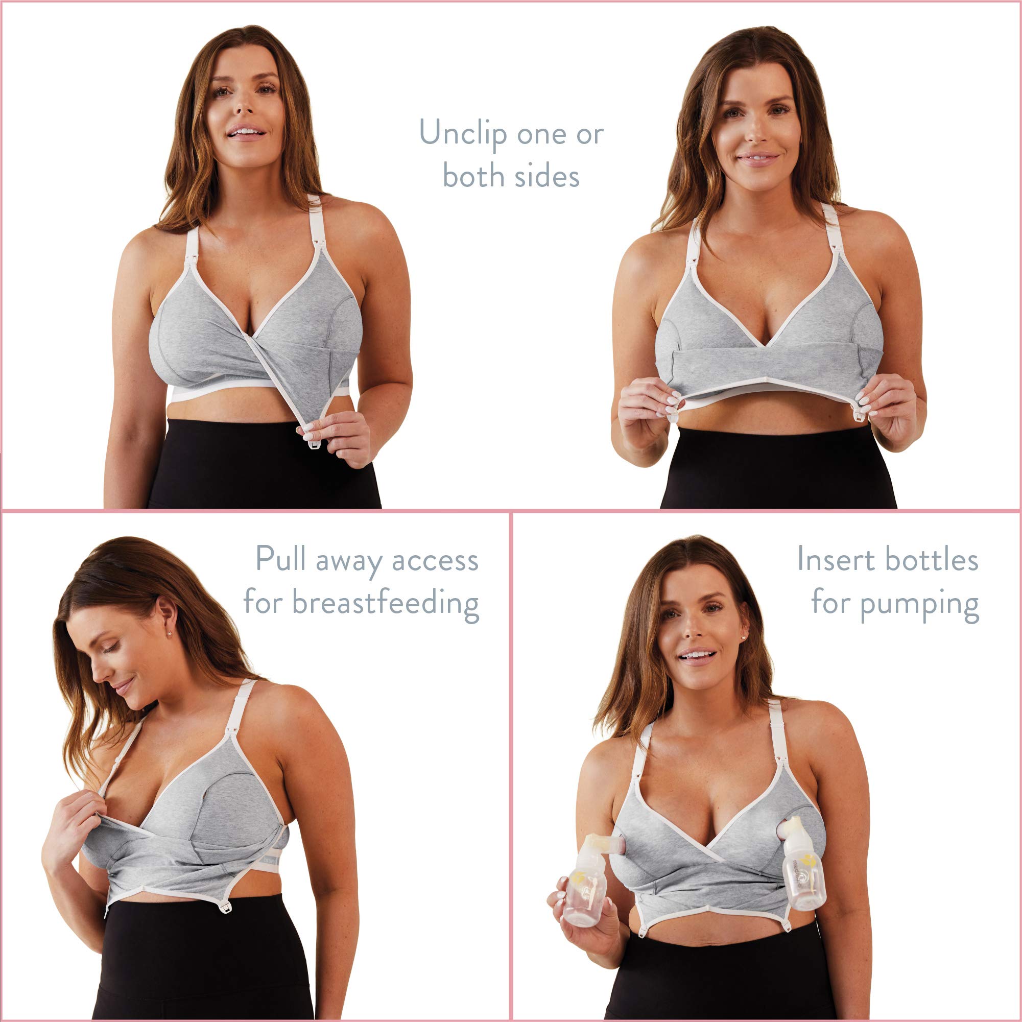 Bravado Designs Décolleté e Reggiseno Allattamento Originali all-in-One da Donna in Cotone Modal - Gray - L-FC 5XL
