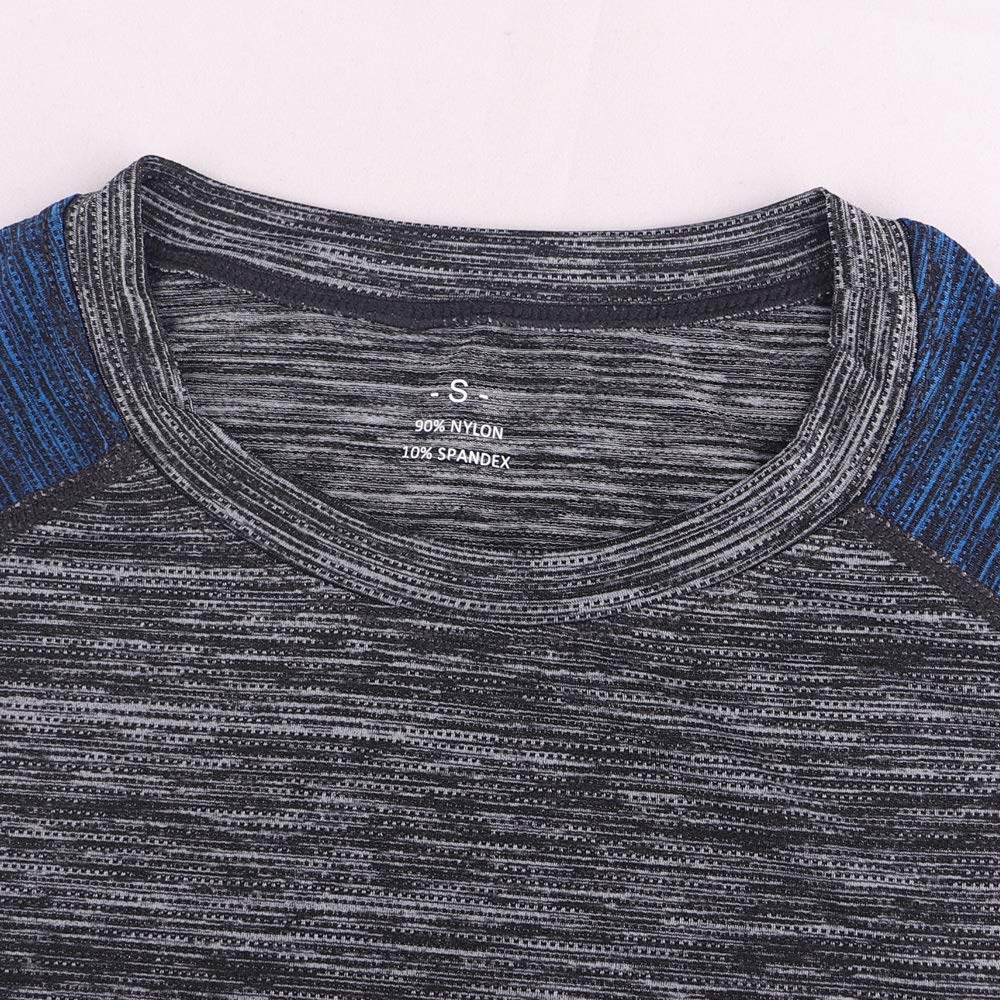 Muscle Alive Uomo Magro Stretto Compressione Livello Base Manica Corta Maglietta Bodybuilding Top Poliestere e Spandex