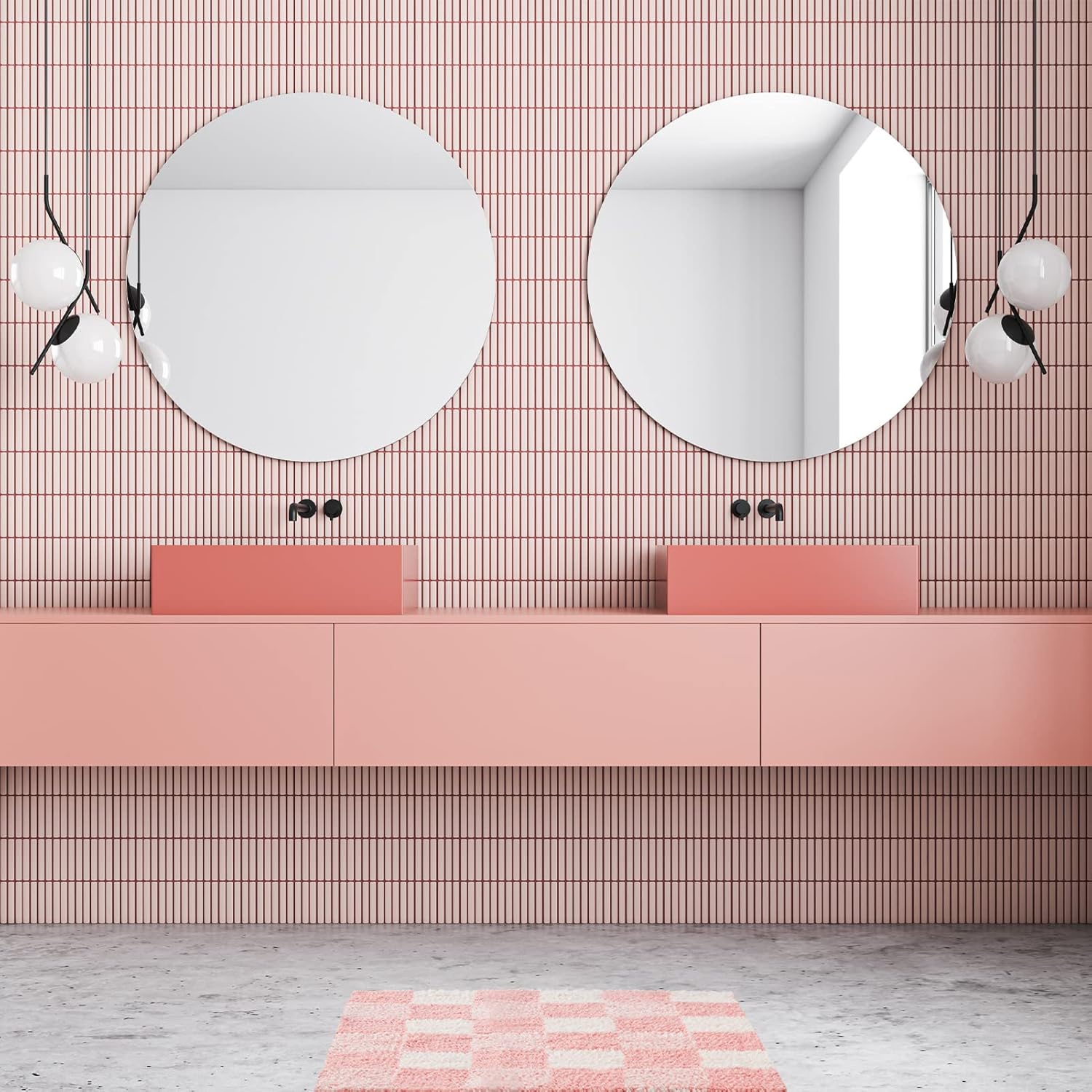 CozeCube Bath mats for Bathroom Non Slip, Fluffy Absorbent Microfiber Bath mat Washable, Aesthetic Bathroom Rugs, Small Blossom Pink Checkered Bath mat, Blossom Pink, 24" x 16" - Image 4