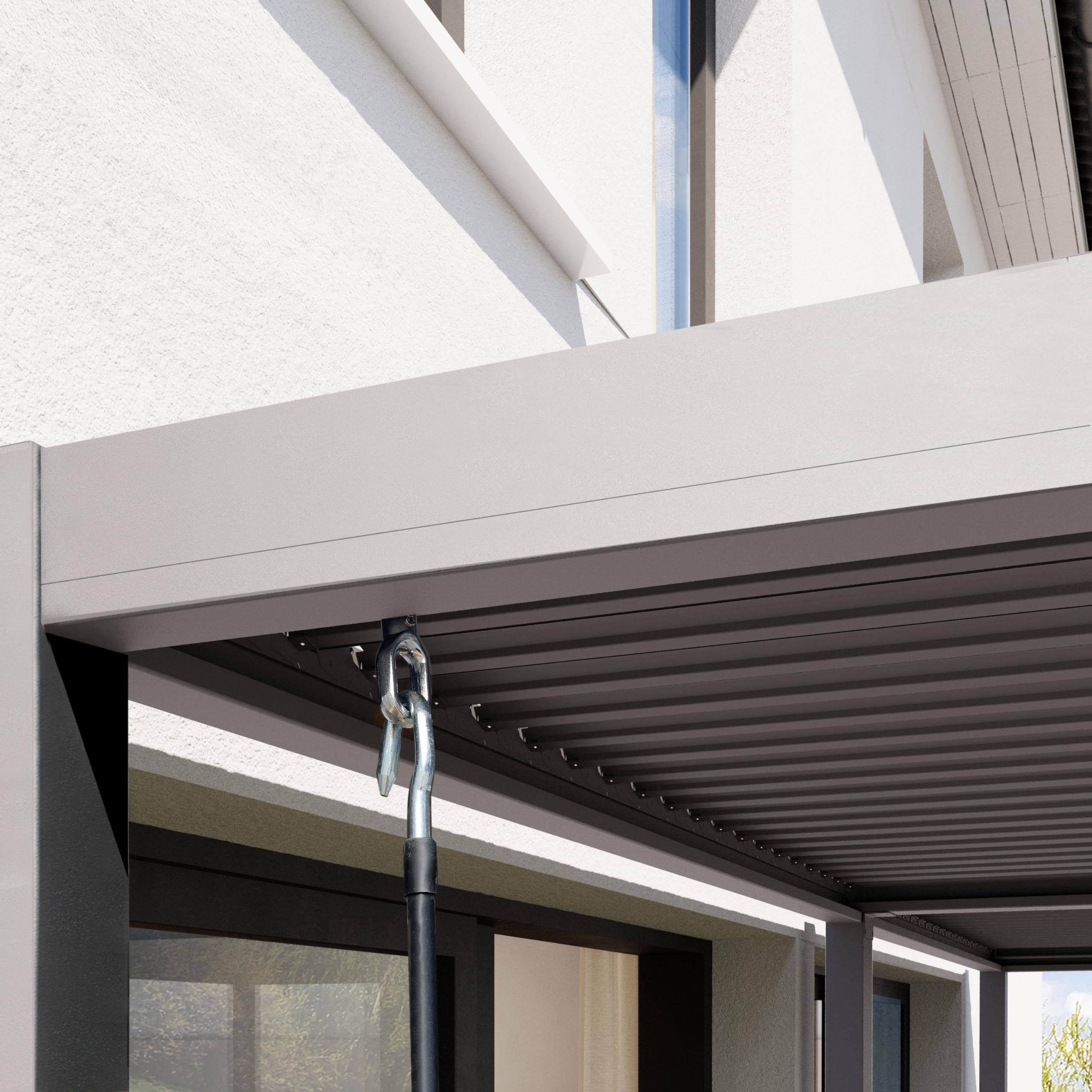PRIMEYARD Pergola 3x6 m montanti in alluminio con tetto a doghe in acciaio gazebo da giardino grigio