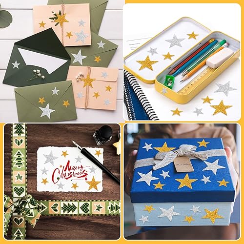 Miniatura 5 de Calcomanías de espuma de estrellas con purpurina  dorado brillante y plateado, autoadhesivas para manualidades de niños, paquete de 208 unidades en