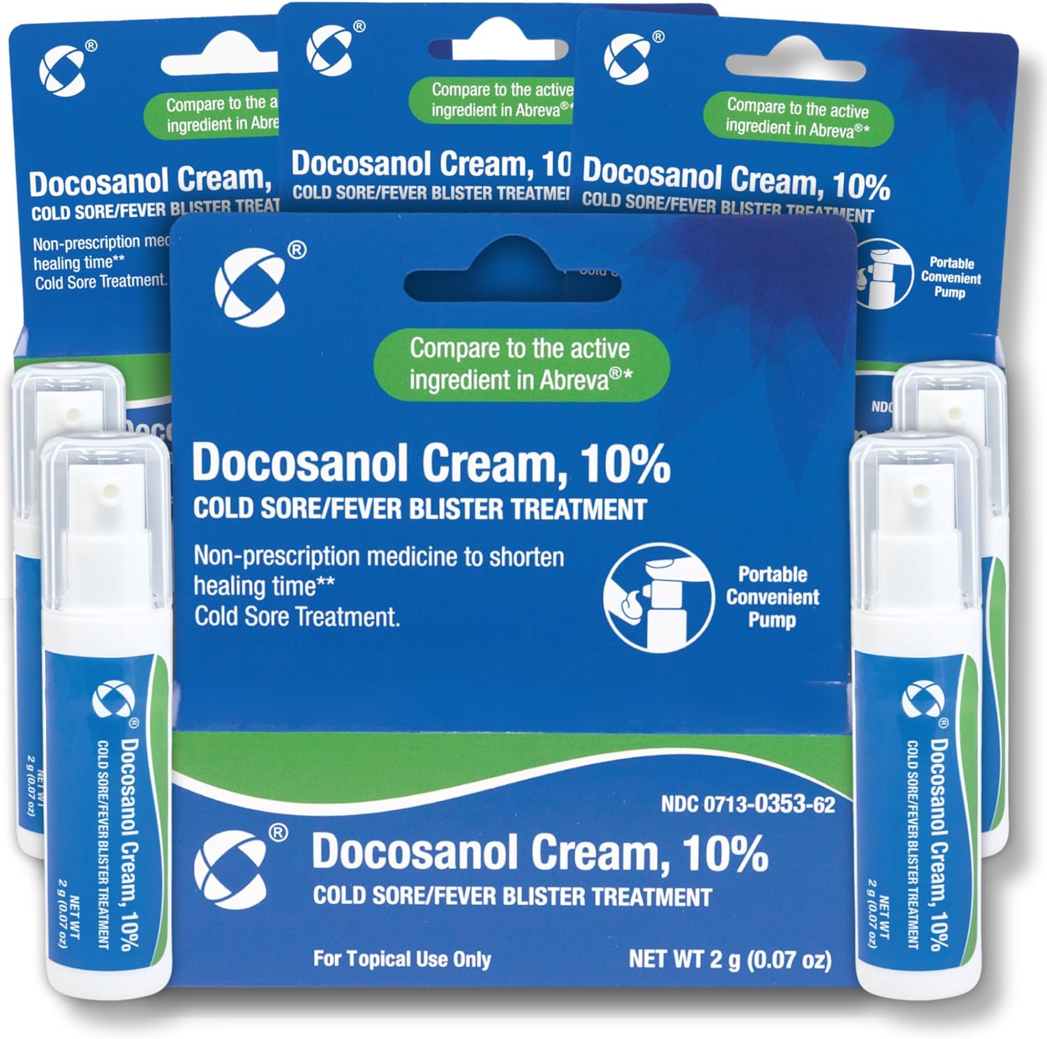 Cosette Cold Sore/Fever Blister Treatment for Face or Lips with Docosanol Cream, 10% - Fever Blister and Cold Sore Cream - 0.07 oz Pump Bottle (4)