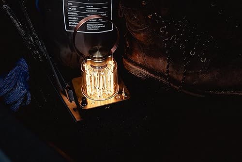 Miniatura 4 de Barebones Linterna de torre de bloque: linterna LED recargable con brillo ajustable, modo de parpadeo de vela, acabado de latón y cobre, luz