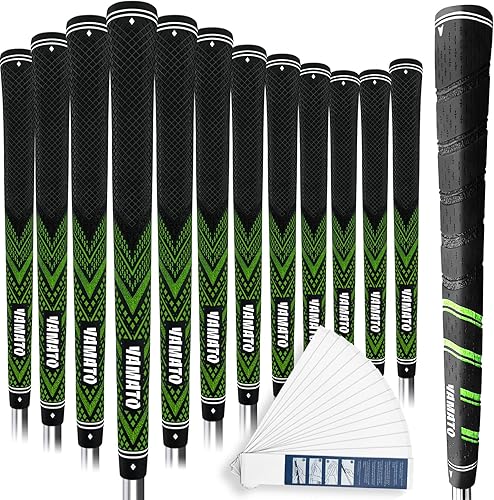 Yamato Nueva serie de empuñaduras de golf con agarre de putter y cinta de agarre de golf, 12 agarres de hierro y 1 agarre de putter con 15 tiras de