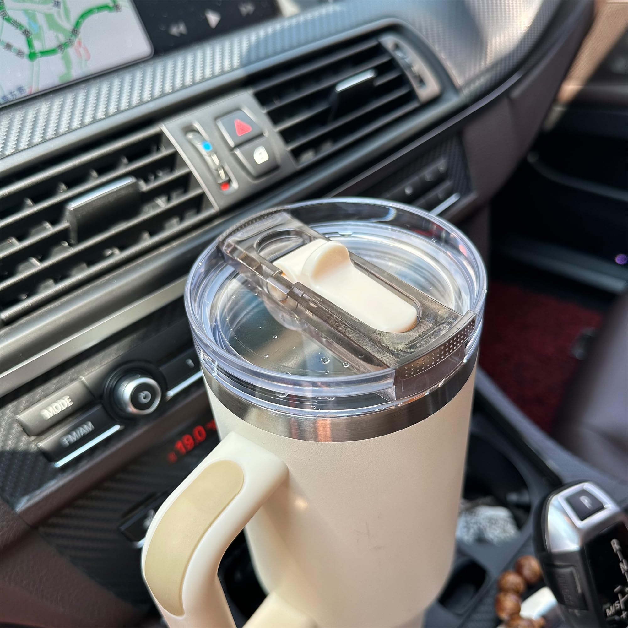 SZTUMBO 2-Pack Flip Straw Lids For Stanley 40oz Cup – 100% Leak-Proof Replacement Cover, Black & Cream