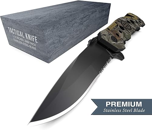 Miniatura 3 de Swiss Safe Cuchillo táctico 3 en 1 para militares y socorristas - Camuflaje de caza