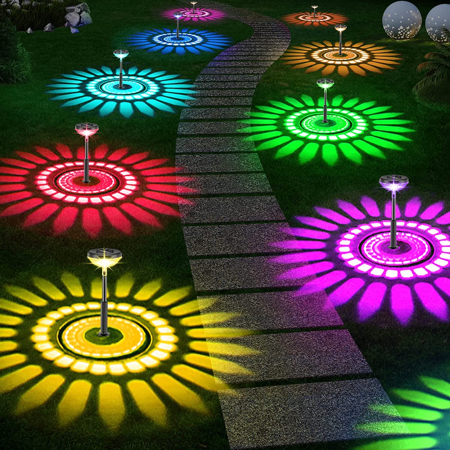Clefairy Solar Garden Lights 2-Pack LED Light Outdoor 2-Mode Warm RGB Color Changing Solar Pathway Lawn Bright Lamp for Garden Decor Landscape Lighting (Warm+RGB) (B0BT22Q4KZ) Amazon Price History, Amazon Price Tracker