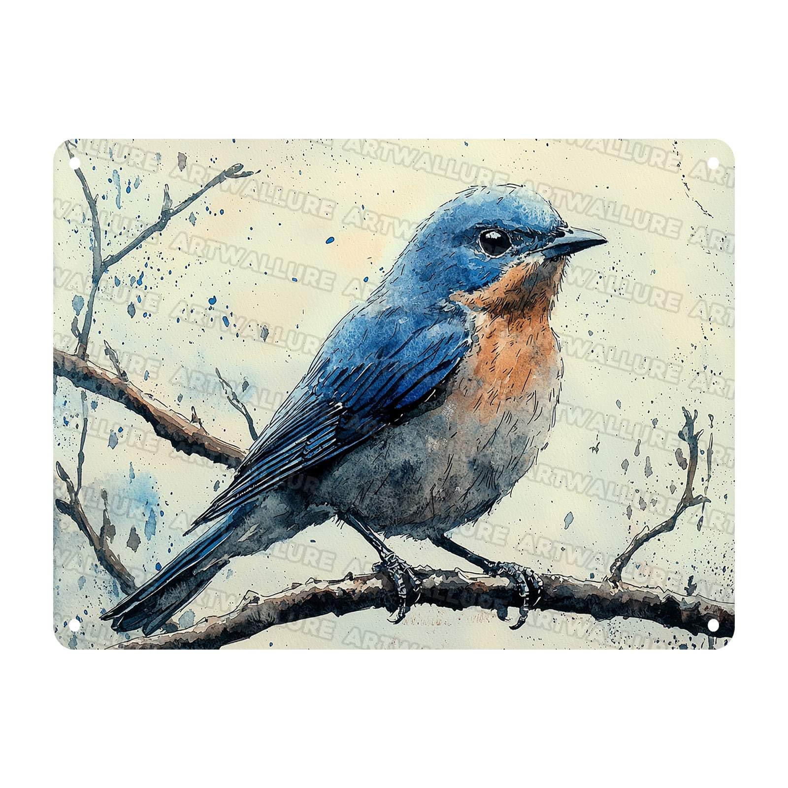 Vintage Bluebird Watercolor Metal Sign Rustic Home Decor Tin Plaque Retro Kitchen Wall Art 12X16Inch