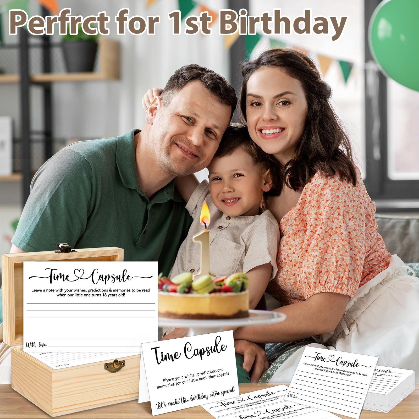 Caja de cápsulas de tiempo, regalos de primer cumpleaños para niñas o niños, caja de recuerdo de bebé, juegos de fiesta de cumpleaños, decoraciones de primera fiesta de bayas