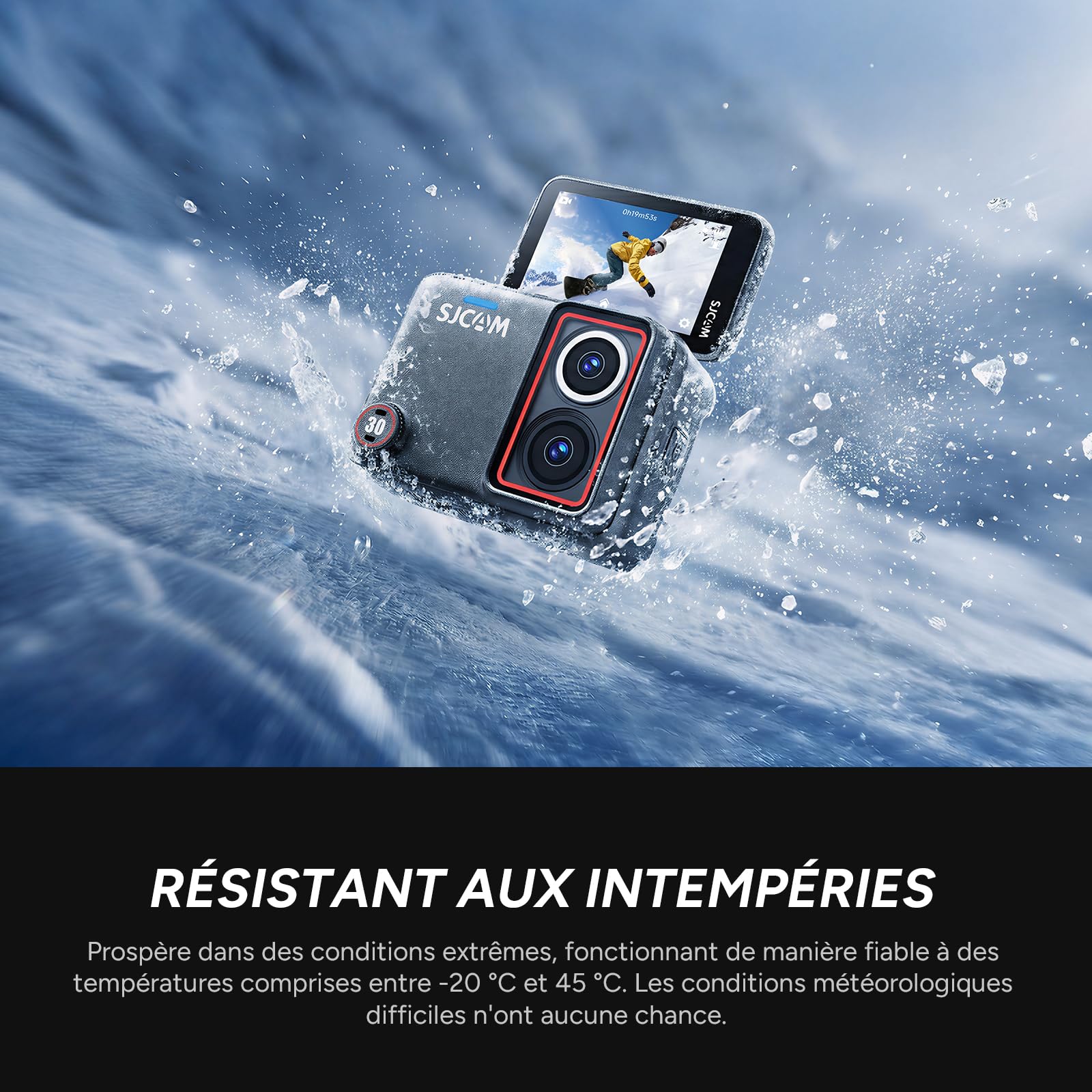 SJCAM SJ30 8K/20FPS,4K/60FPS Camera Action Dual Objectif avec Autonomie 7H | Écran Tactile Rabattable 2,51", Stabilisation Steady Motion 2.0,Camera Vlog pour Moto,Randonnée