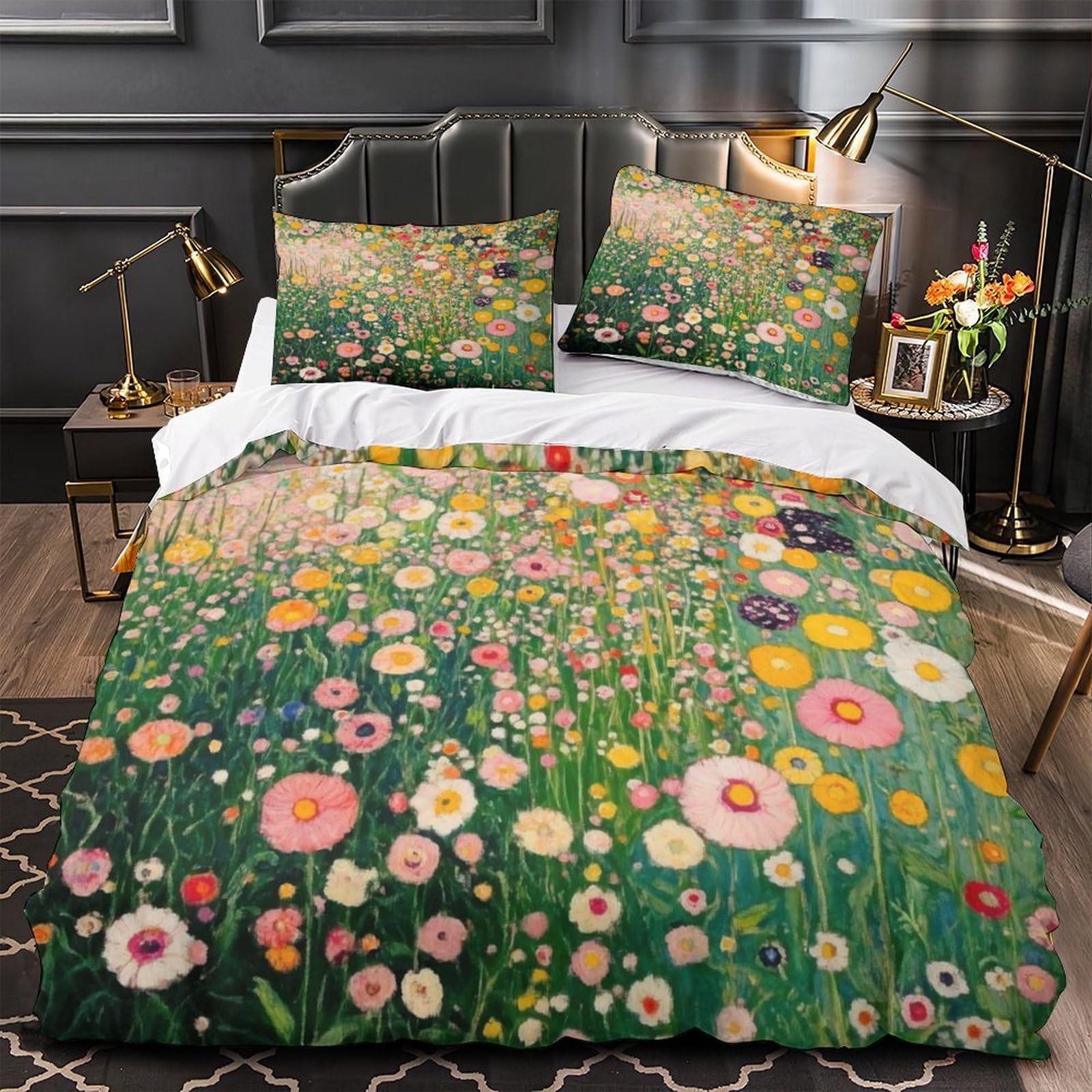Housse de Couette Floral Aquarelle pour Lit de Couple Ambiance Cosy et Douceur Unique