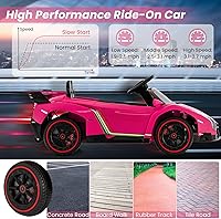 Vista 41 de HONEY JOY Lamborghini - Vehículo eléctrico con licencia de 12 V para niños, 3 velocidades, puerta que se abre, bocina, música, palanca de control