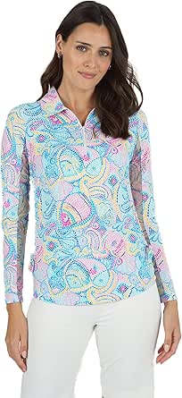 IBKUL Maglia Tecnica Maniche Lunghe UPF 50+ Icefil – Girocollo Con Pannello In Rete, Per Golf, Tennis, Trekking - 2