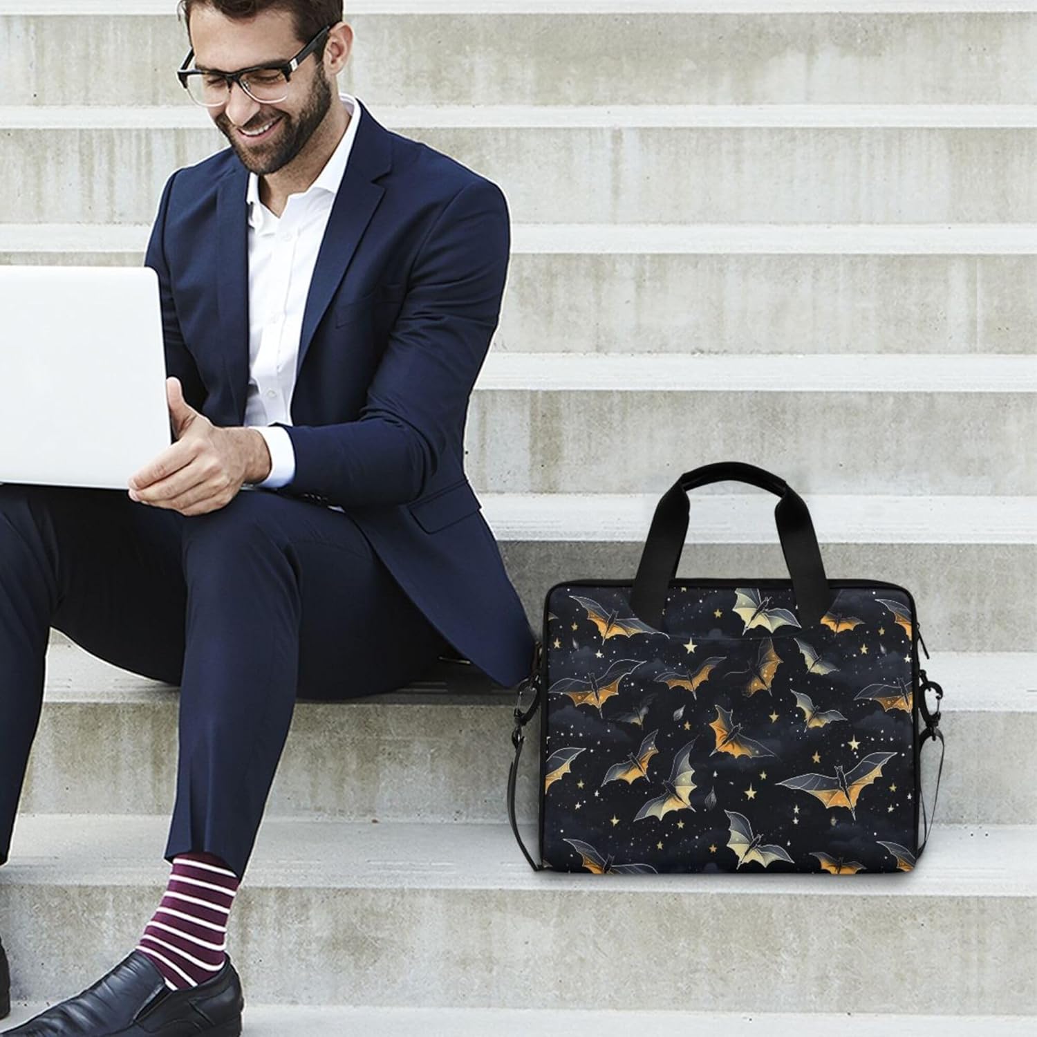 MNSRUU Laptop Bag for 15.6 inch Black Gothic Bats