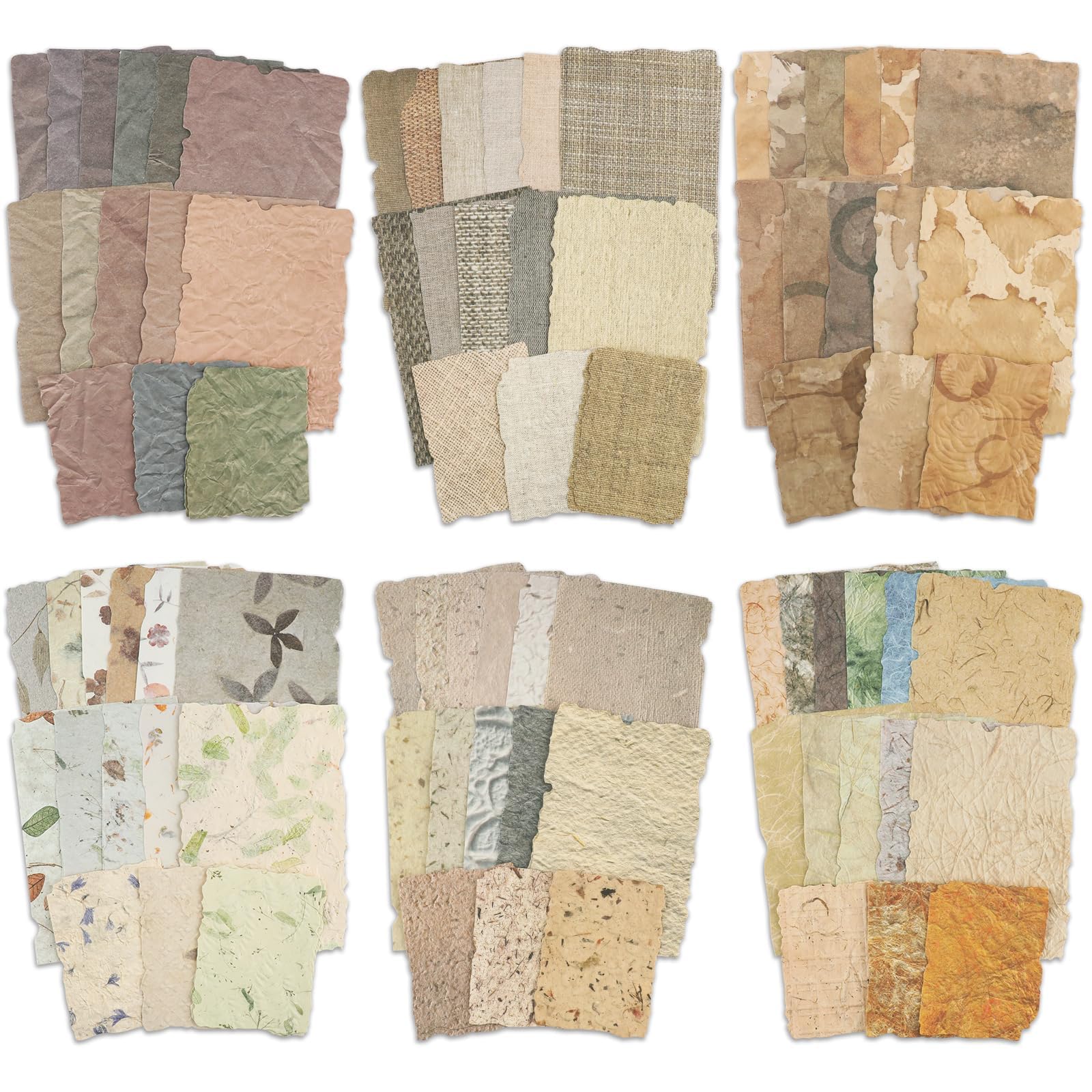 168Pcs Scrapbook Paper kit , 6 Pack Embossed Textured Paper, for Junk Journal Supplies, Bullet Journaling Card Making and Scrapbooking Supplies DIY Mixed Media Collage Card 6x8.1cm & 8.6x12.4cm