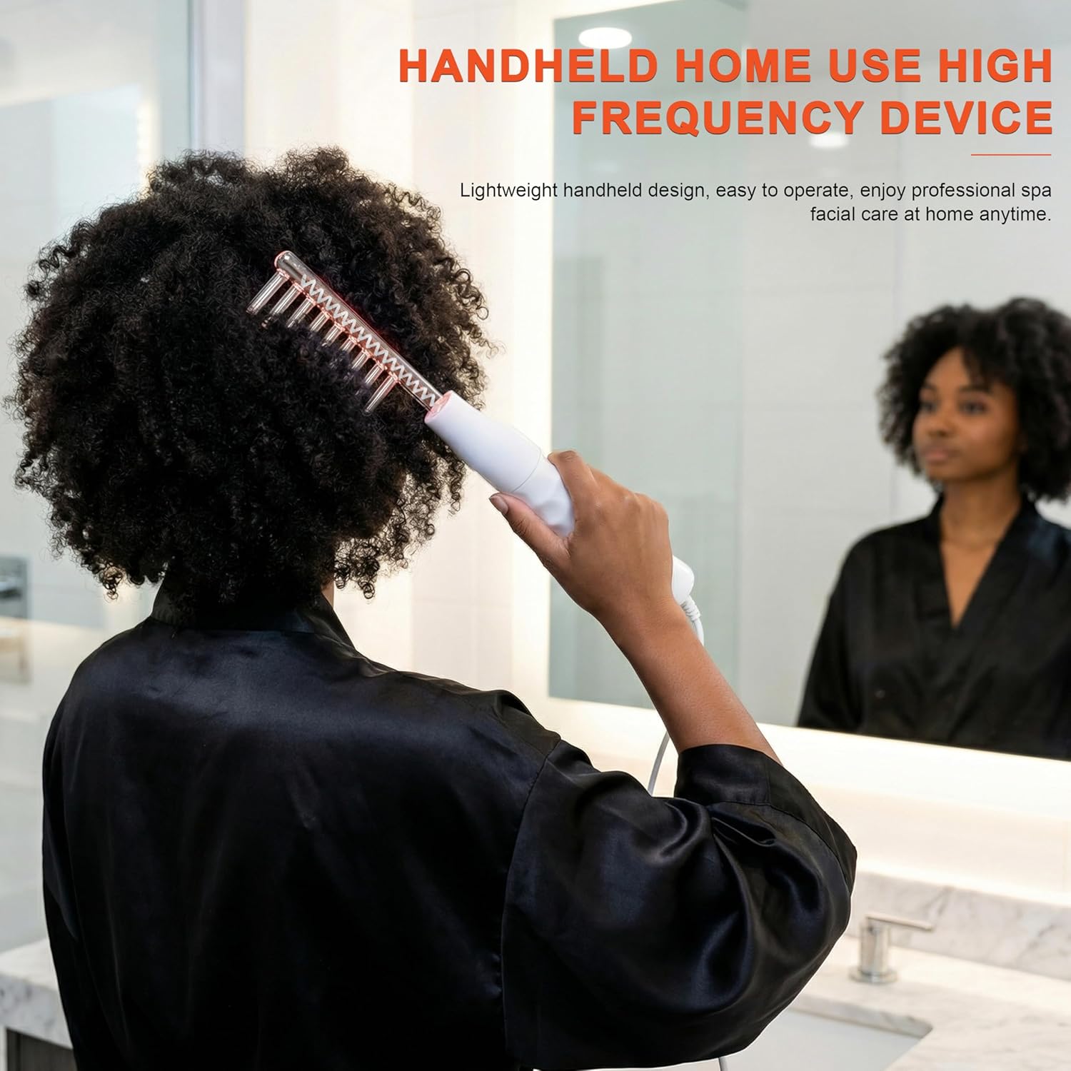 Hi Frequency Facial Care Tool Skin Tonning Device with 7 Electrode Tubes 2 Colors Options Elitzia ETSC640N (Orange) - Image 8