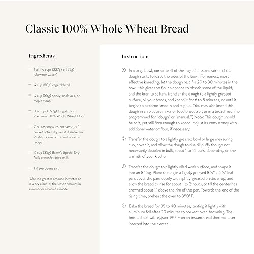 Miniatura 8 de King Arthur, 100% harina de trigo integral orgánica, 100% grano entero, proyecto no modificado por transgénicos, 5 libras