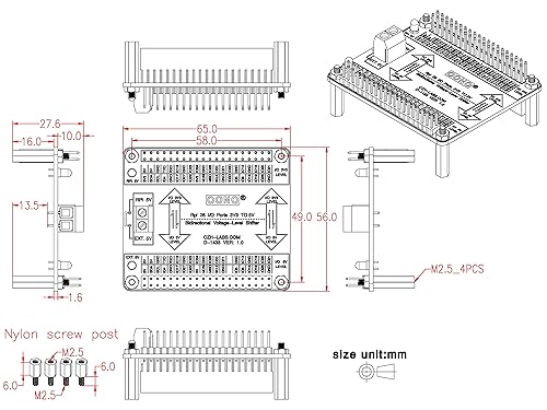 Miniatura 4 de RPi 3.3V a 5V 26 ES Módulo de cambio de nivel de voltaje bidireccional para Raspberry Pi, convertidor de nivel lógico