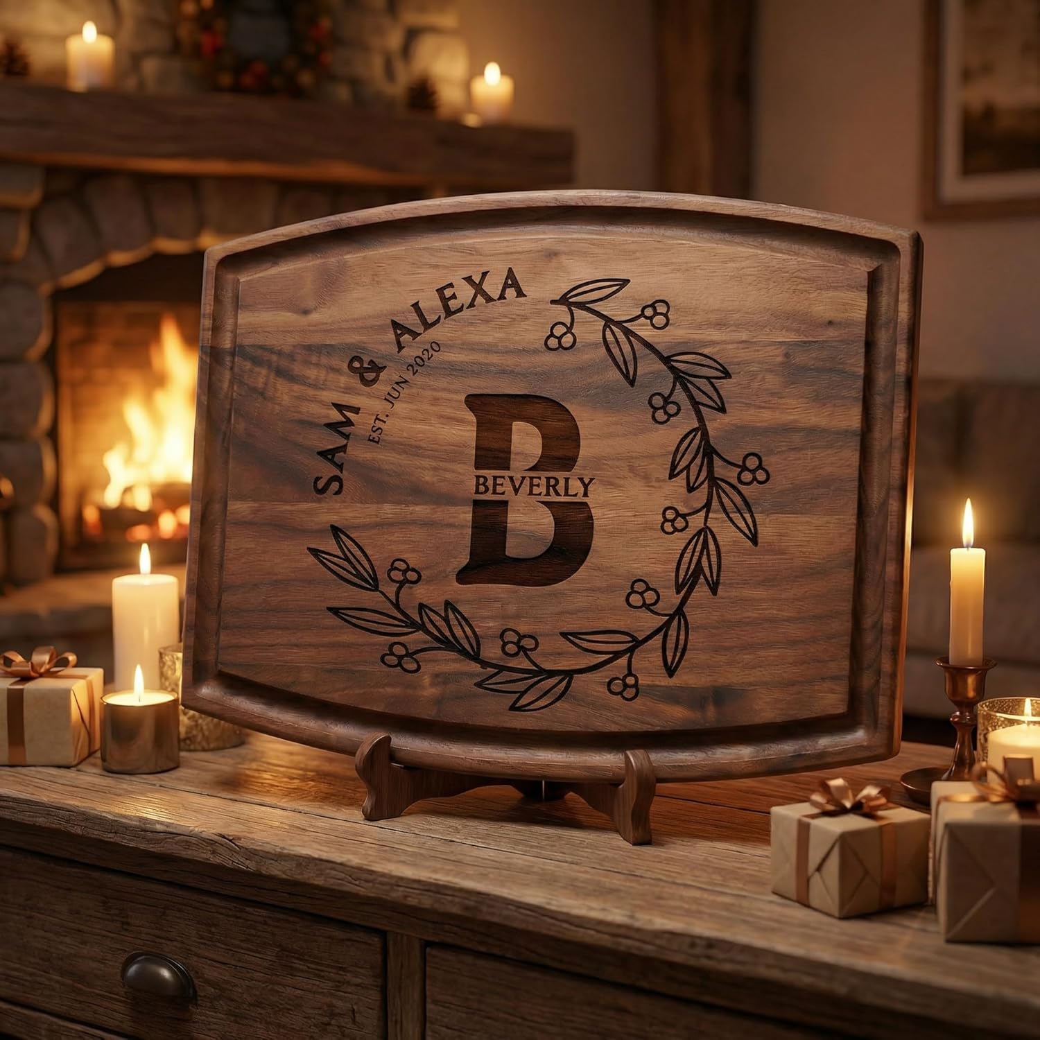 Personalized Couples Gifts For Him and Her, Custom Cutting Board – Valentine’s Day, Wedding, Bridal Shower, Engagement, Annivarsary, Family, Housewarming Gift, Customized Charcuterie Board (Large) - Image 3