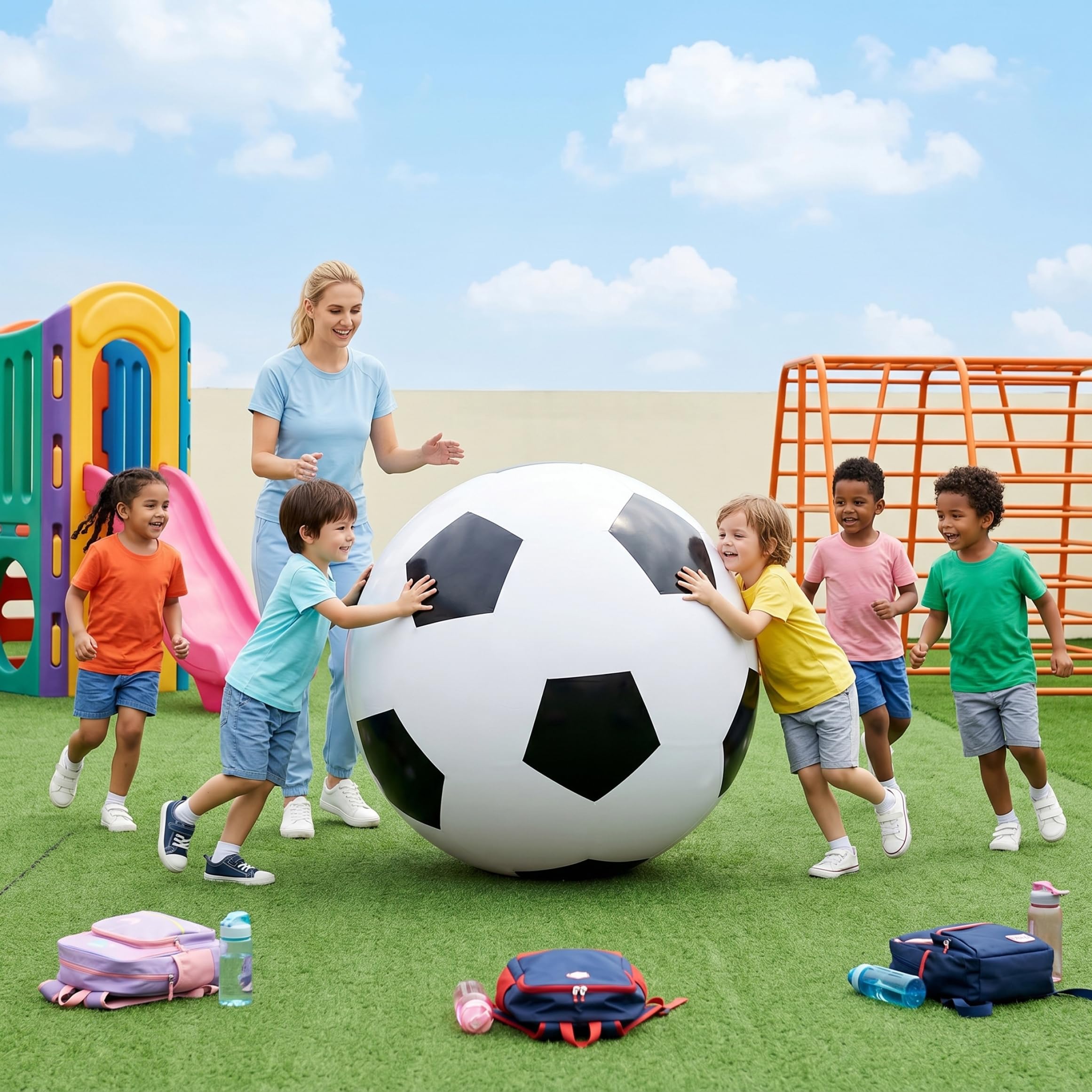 Pallone da Calcio Gonfiabile, Pallone da Spiaggia Gonfiabile Gigante in PVC per attività di Gruppo all'aperto Calcio per Cortile con Piscina sulla Spiaggia, 39 Pollici