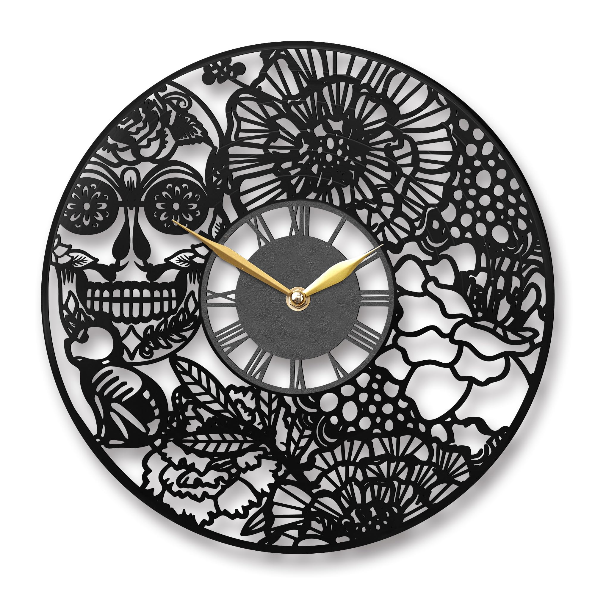 Horloge murale crâne en sucre en vinyle découpé laser décoration mexicaine chic