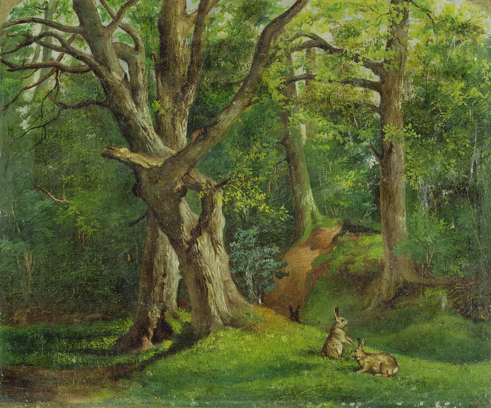 POSTERIIk Vintage Art Print Images Pictures Print Woodland Scene with Animal by Hubert Von Herkomer Modern Colour Posters for Office Home Decor 60x90cm