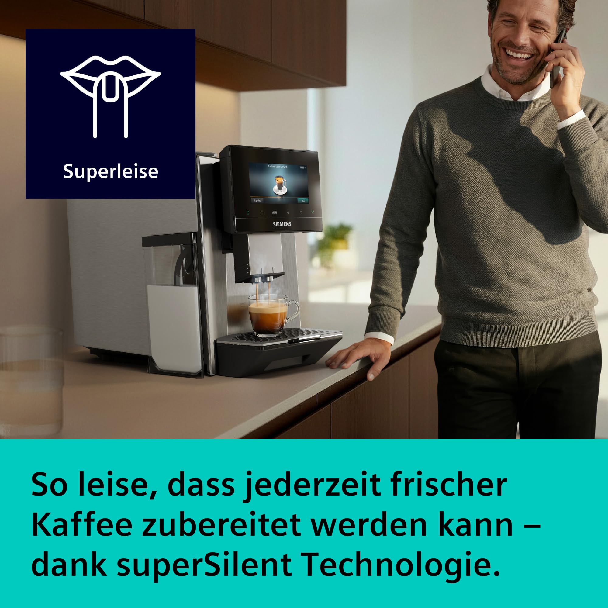 Siemens EQ900 Kaffeevollautomat iAroma, Full-Touch-Display, 2 Bohnenbehälter, Silber, TQ927E03
