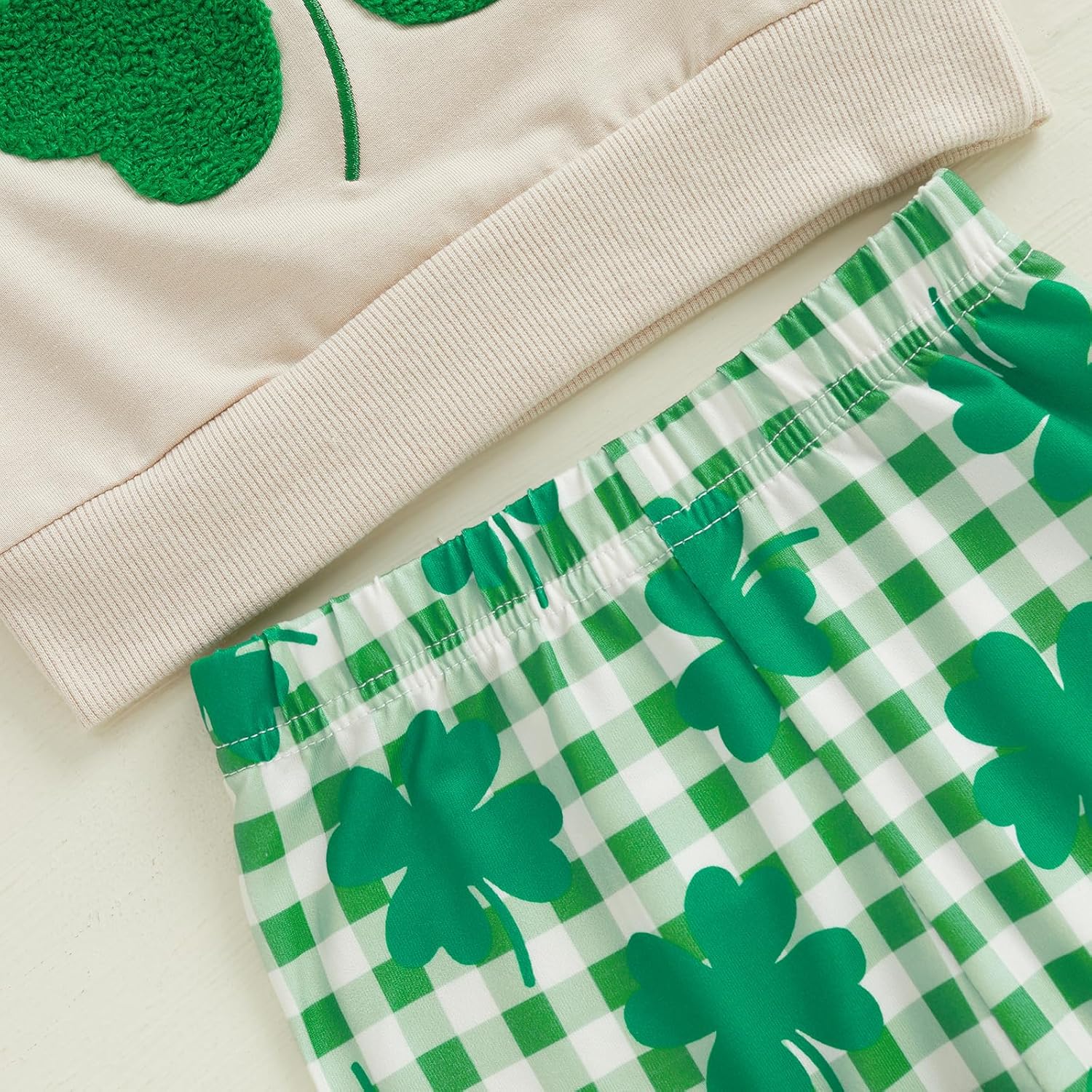 BemeyourBBs Toddler Girl St Patricks Day Outfit Baby Girl Shamrock Sweatshirt Top Flared Pants Set 2 Piece Spring Clothes - Image 6