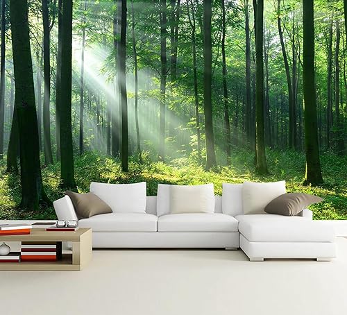 Miniatura 2 de WFBHUA - Papel pintado de bosque verde, papel tapiz con bosque brumoso, paisaje natural, murales de pared para baño y sala de estar (no se puede