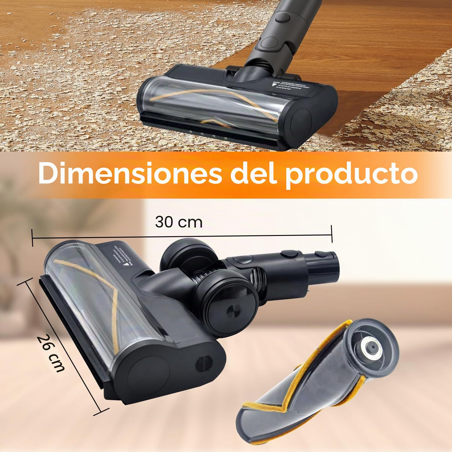 Cepillo Cabezal para Dreame R20 T20 T30 R30 V12 V12 Pro T20 pro V11SE R10 aspiradora, Cepillo de Cabezal Limpiador de Cabezal de turbina con luz LED, Recambios Cepillo para Moquetas y Suelos Duros | Cabezal de cepillo de rodillos con faros LED, piezas de