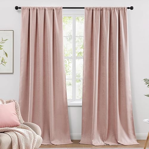 Miniatura 33 de WRENSONGE Cortinas Opacas para Dormitorio, Cortinas Opacas Azul Marino de 63 Pulgadas de Largo para Ventanas de Sala de Estar y Cocina, Cortinas