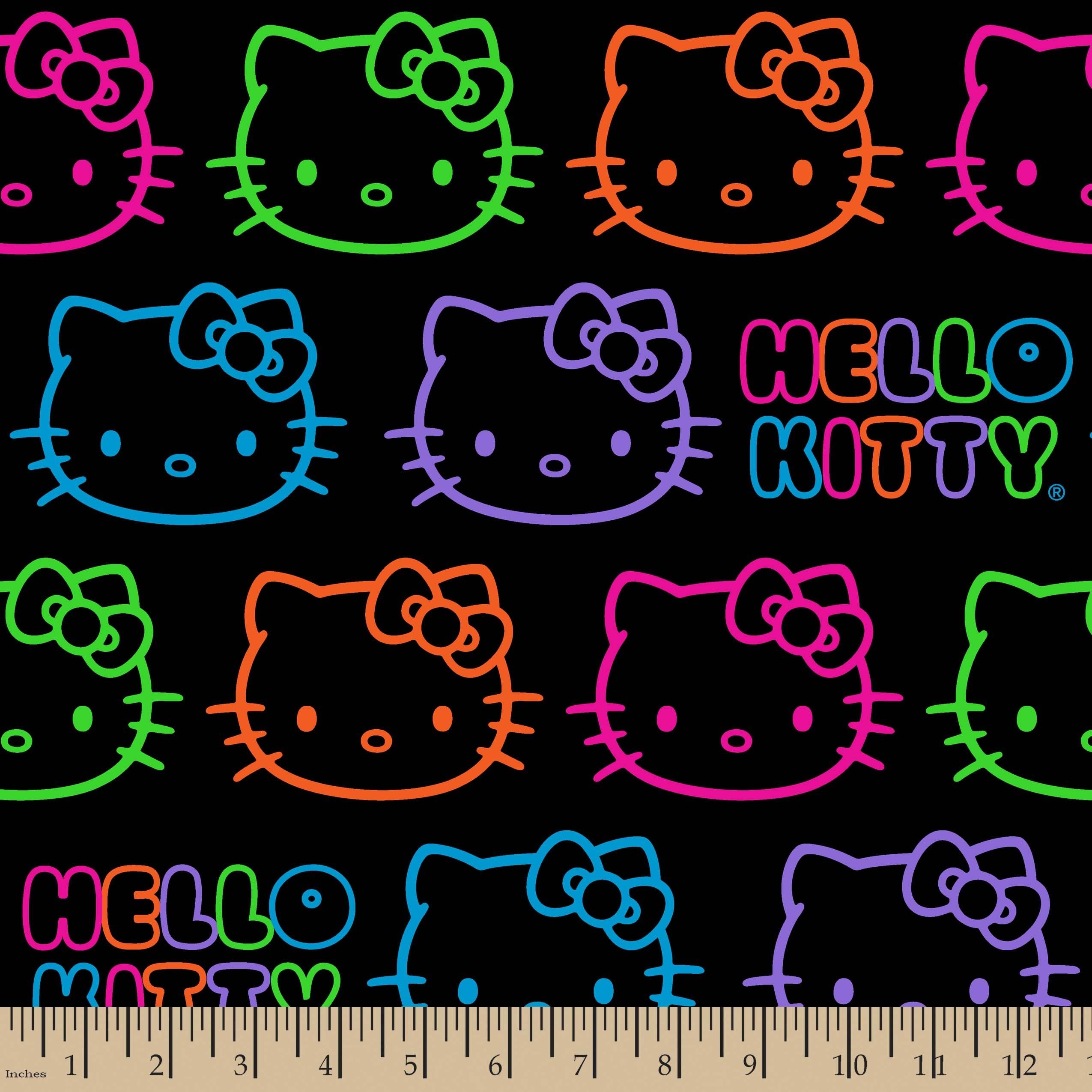 Springs Creative Products Group Hello Kitty Neon Doodle Fleece Fabric, 59 by 60-Inch Wide, Black