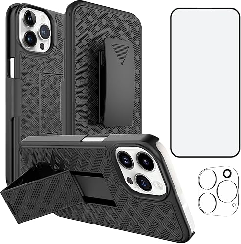 Miniatura 78 de Ailiber Funda compatible con iPhone 15 Pro Max, funda para iPhone 15 Pro Max con lente de cámara y protector de pantalla, soporte giratorio